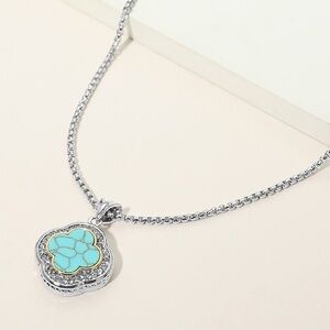 14K Gold Plated CZ Pave Rim Quatrefoil Pendant Necklace